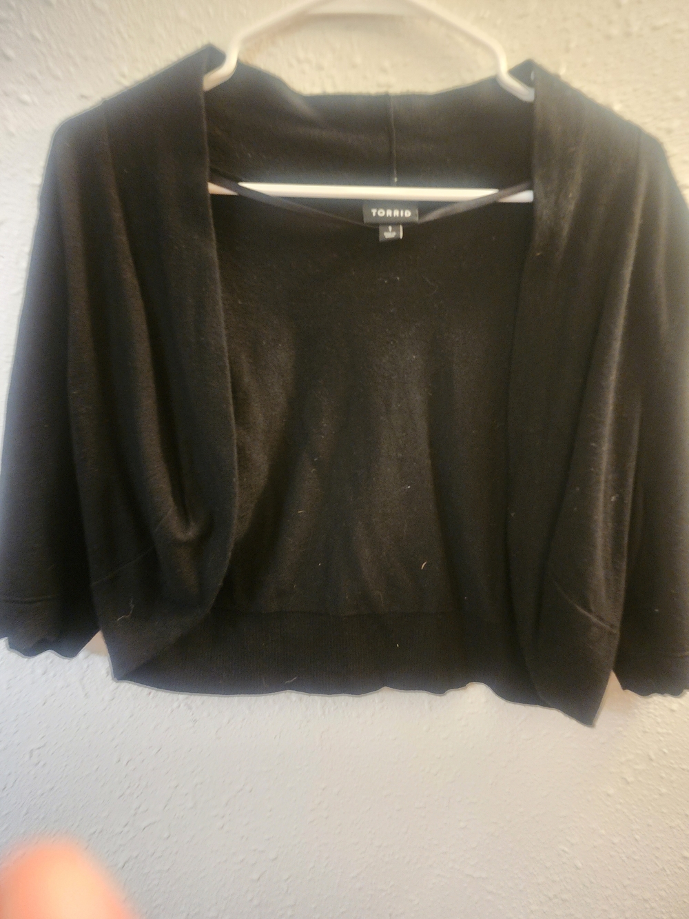 Torrid Black Cropped Open-Front Sweater Cardigan